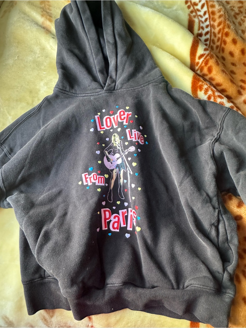 Black Graphic Hoodie - Lover Live From Paris